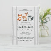 Bosland Baby shower Invitation-Waterverf Animals Kaart (Staand voorkant)