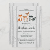 Bosland Baby shower Invitation-Waterverf Animals Kaart (Voorkant / Achterkant)