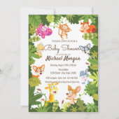 Bosland, bladeren, Baby shower van bosdieren Kaart (Voorkant)