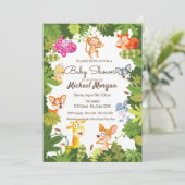 Bosland, bladeren, Baby shower van bosdieren Kaart (Staand voorkant)