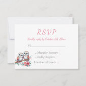 Bosland Boho Landelijk Uil Bruiloft RSVP Kaartje (Voorkant)