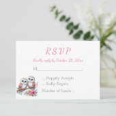 Bosland Boho Landelijk Uil Bruiloft RSVP Kaartje (Staand voorkant)
