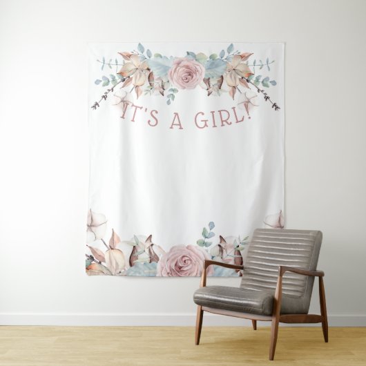 Bosland BOHO Virtuele Meisje Baby Shower Achtergro Wandkleed (In situ)