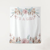 Bosland BOHO Virtuele Meisje Baby Shower Achtergro Wandkleed (Voorkant)