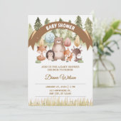 Bosland bos baby shower uitnodiging (Staand voorkant)