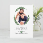 Bosland bos bruiloft groen save the date (Staand voorkant)