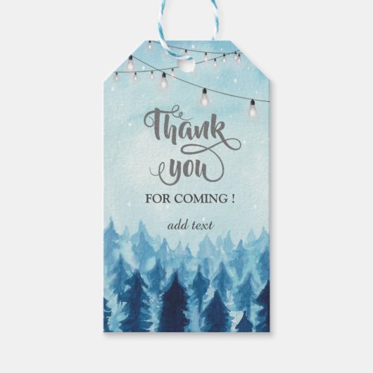 Bosland,Bos,Dennebomen Blauwe Bedankje Cadeaulabel (Voorkant)