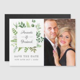 Bosland bos groene wedding save the date magnetische uitnodiging
