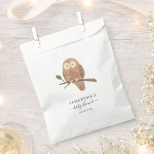 Bosland bos uil waterverf babyshower bedankzakje