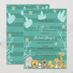 Bosland, bosdieren baby shower kaart