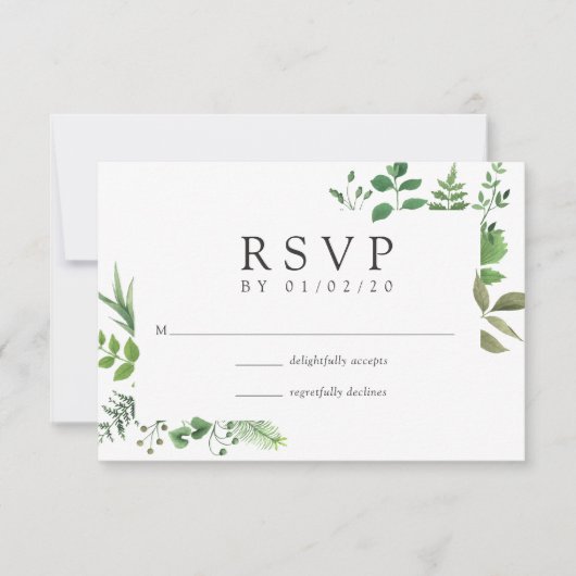 Bosland bosgroen Huwelijk RSVP Kaartje (Voorkant)