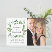 Bosland bosgroen Huwelijk Save The Date (Staand voorkant)