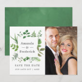 Bosland bosgroen Huwelijk Save The Date (Voorkant / Achterkant)