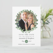 Bosland bosgroen Huwelijk Save The Date (Staand voorkant)