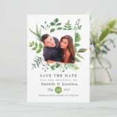 Bosland bosgroen Huwelijk Save The Date (Staand voorkant)