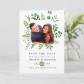 Bosland bosgroen Huwelijk Save The Date (Staand voorkant)