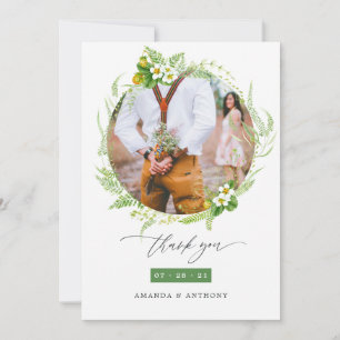 Bosland bosgroen Huwelijksfoto Bedankkaart