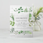 Bosland bosgroen rustieke trouwfoto save the date (Staand voorkant)