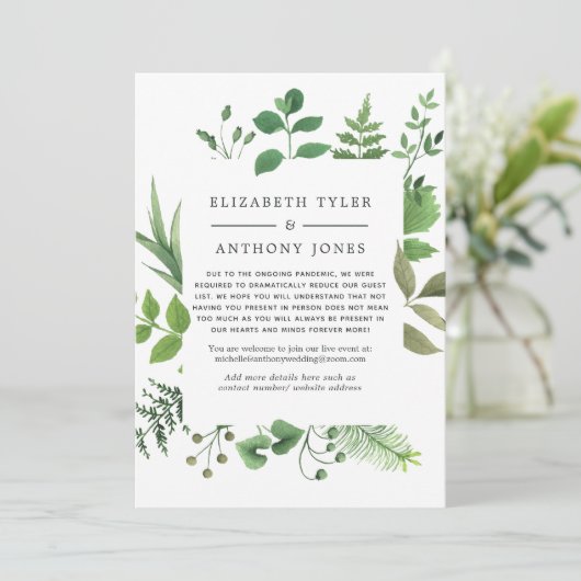 Bosland bosgroen verminderde trouwgasten aankondiging (Staand voorkant)