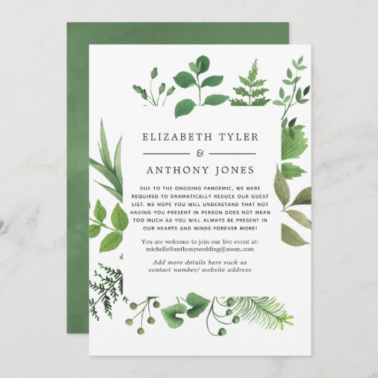 Bosland bosgroen verminderde trouwgasten aankondiging (Voorkant / Achterkant)