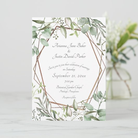 Bosland Botanische Eucalyptus Aquarel Bruiloft I Kaart (Staand voorkant)