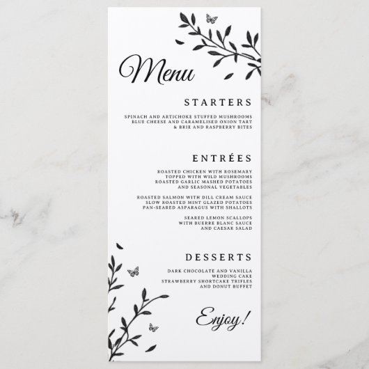 Bosland Charme Trouwdiner Menu (Voorkant)