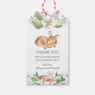 Bosland Deer Floral Greenery Baby shower Favor Cadeaulabel