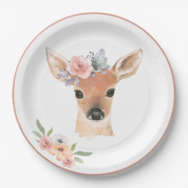 Bosland Dieren Deer Waterverf Floral Papieren Bordje