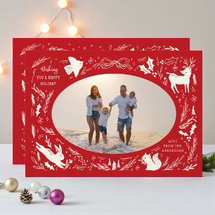 Bosland Doodle Rode Kerst Familie Foto Feestdagenkaart