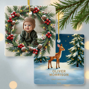 Bosland eerste kerst baby foto keramisch ornament