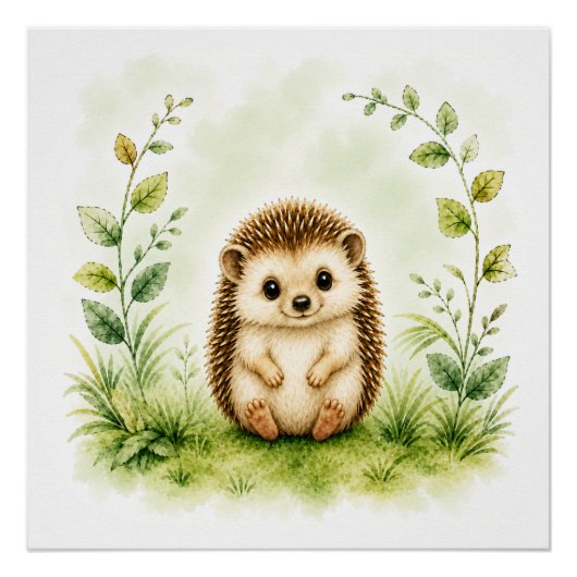 Bosland egel wandkunst natuur poster (Voorkant)