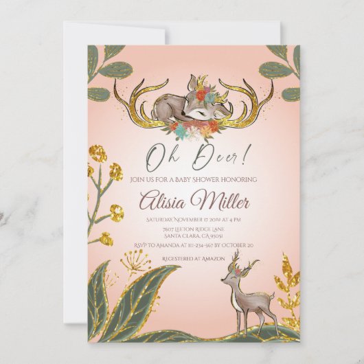 Bosland fantasierijke groene bosdieren herten kaart (Voorkant)