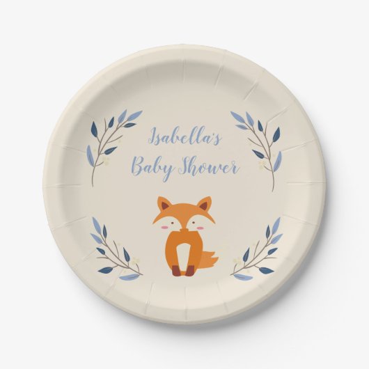 Bosland Fox Baby shower Borden Papieren Bordje (Voorkant)