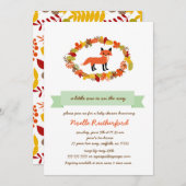 Bosland Fox Baby shower Invites/helder bos Kaart (Voorkant / Achterkant)