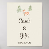 Bosland Fox Baby shower Kaarten & cadeaubonbord Poster (Voorkant)