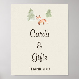 Bosland Fox Baby shower Kaarten & cadeaubonbord Poster
