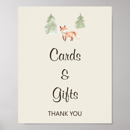 Bosland Fox Baby shower Kaarten & cadeaubonbord Poster (Voorkant)