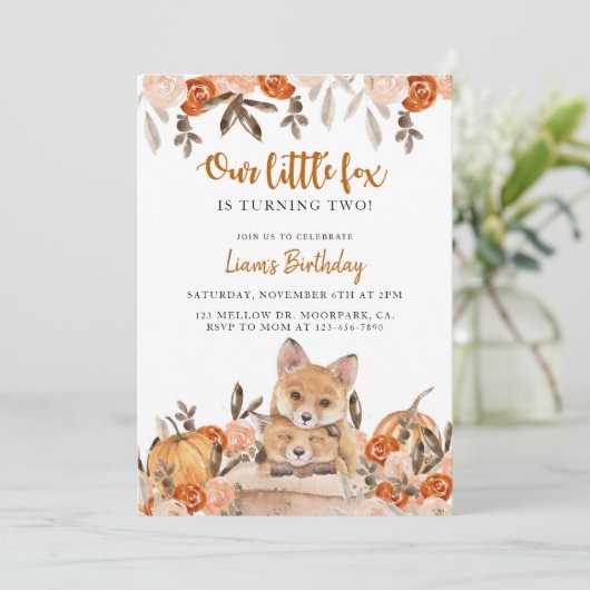 Bosland, geboortedag, leeftijd, vos, dier  kaart (Staand voorkant)