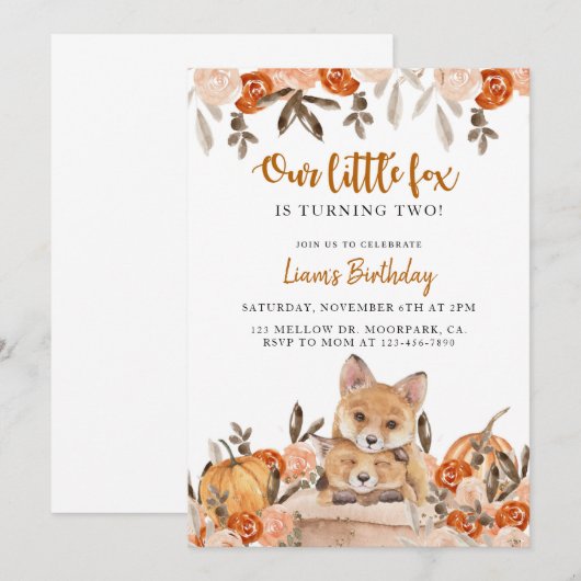 Bosland, geboortedag, leeftijd, vos, dier  kaart (Voorkant / Achterkant)