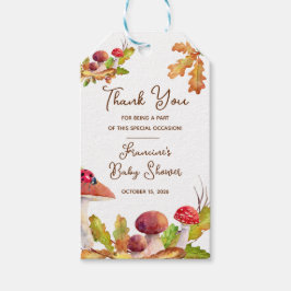 Bosland, herfst bos, paddestoel baby shower cadeaulabel