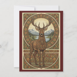 Bosland Hert Noordse Folk Art Platte Bedankkaart