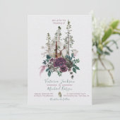Bosland Herten Uil Waterverf Bos Bruiloft Kaart (Staand voorkant)