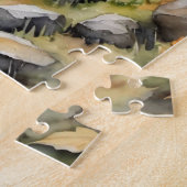 Bosland Herten Waterverf Vos Herfst Legpuzzel (Zijkant)