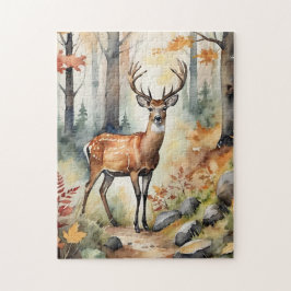Bosland Herten Waterverf Vos Herfst Legpuzzel
