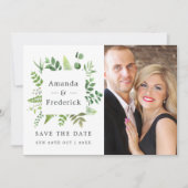 Bosland Huwelijk met Groene Decoratie Save The Date (Voorkant)