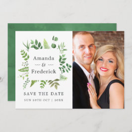 Bosland Huwelijk met Groene Decoratie Save The Date