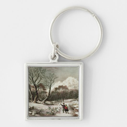 Bosland in de winter sleutelhanger (Voorkant)