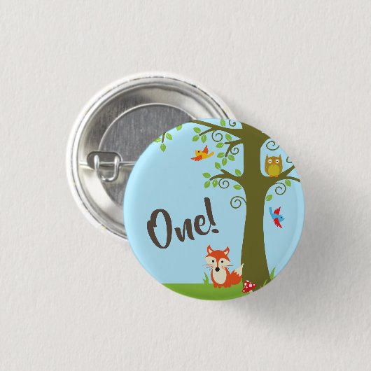 Bosland Kind Birthday Party Cute Fox Ronde Button 3,2 Cm (Voorkant /achterkant)