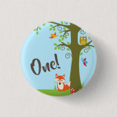 Bosland Kind Birthday Party Cute Fox Ronde Button 3,2 Cm (Voorkant)