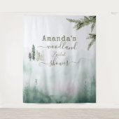 Bosland Mosachtige Weide Mist Bruiloftsdouche Wandkleed (Voorkant)